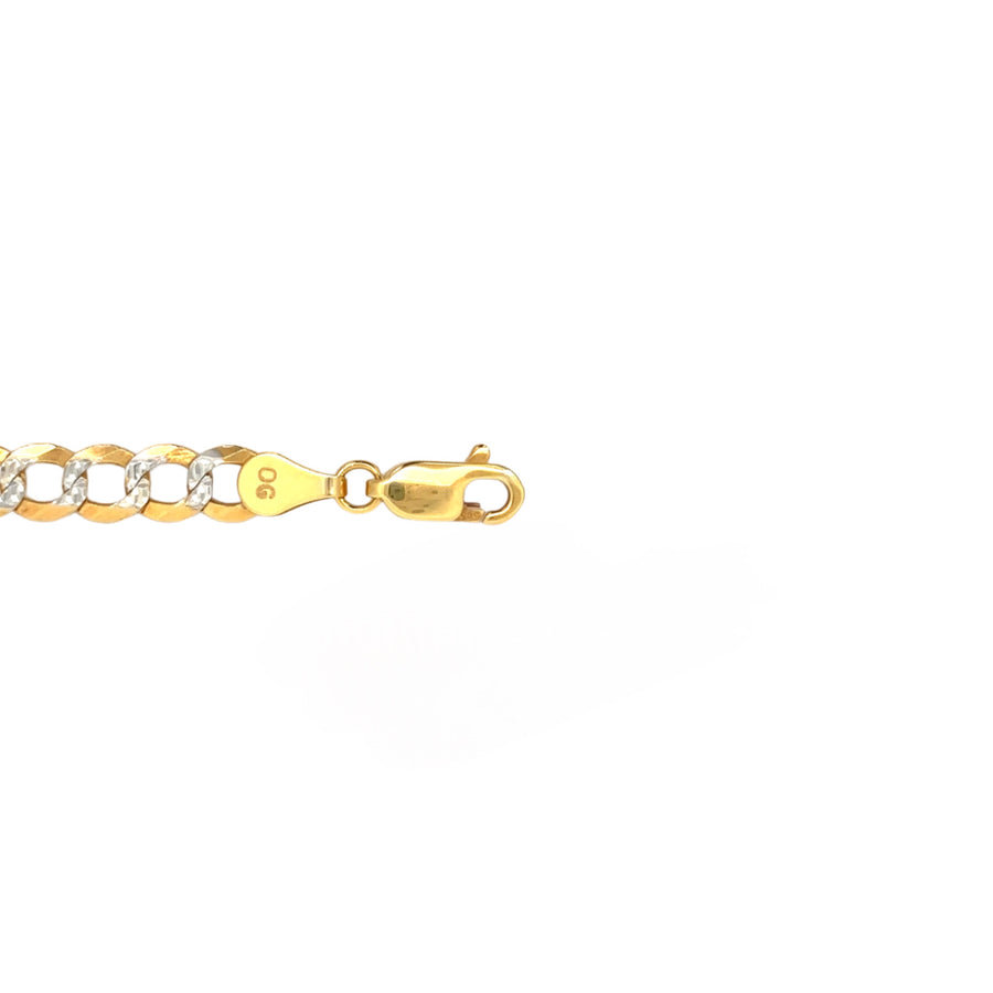 14k Gold Men's Faceted Cuban Link Bracelet - 20.5 cm