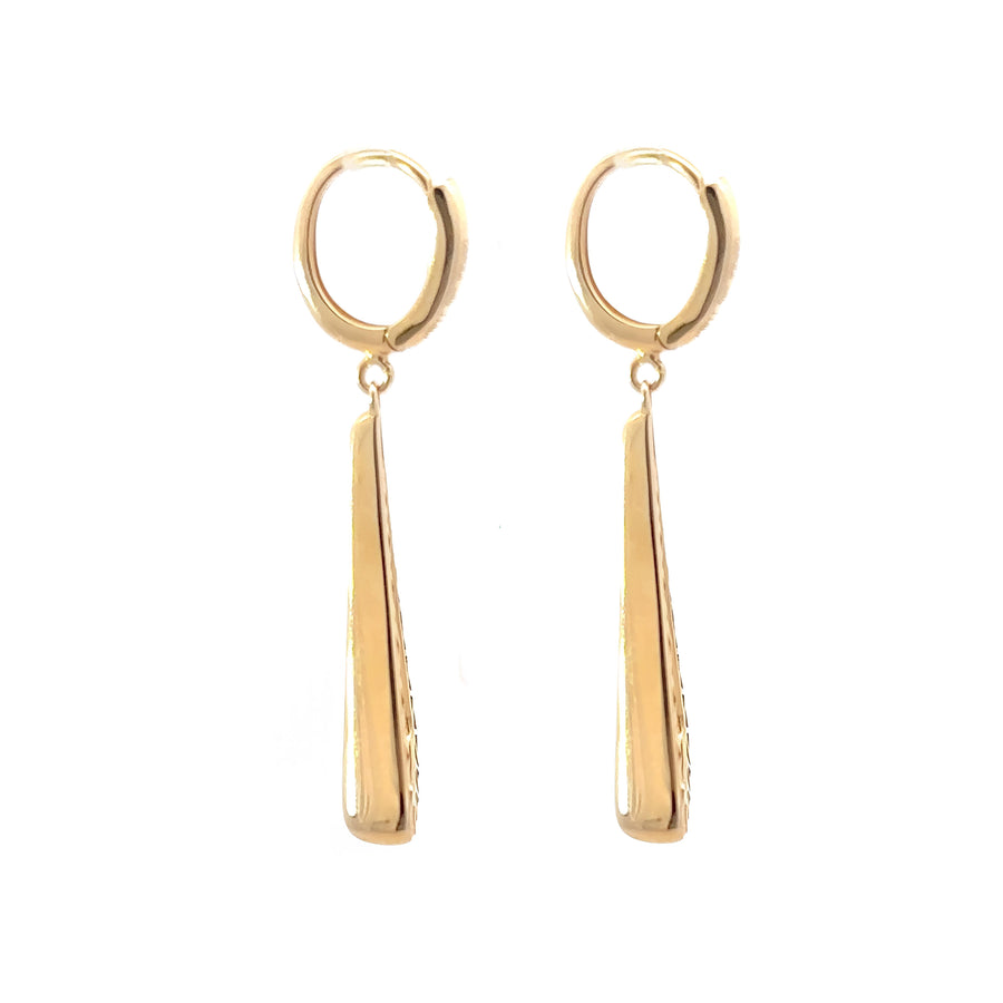 Earring Solid Large Triangle in 14K Gold for Women