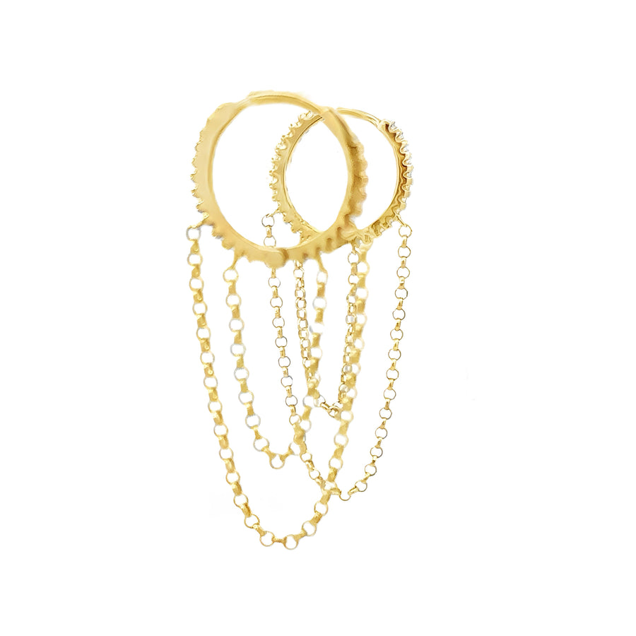 14K Gold Chain Link Hoop Earrings for Women