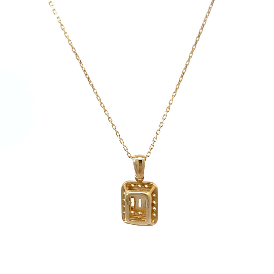 14k Gold Women's Necklace with Center Square CZ (Set2) - Adjustable 17, 18, and 19 Inches