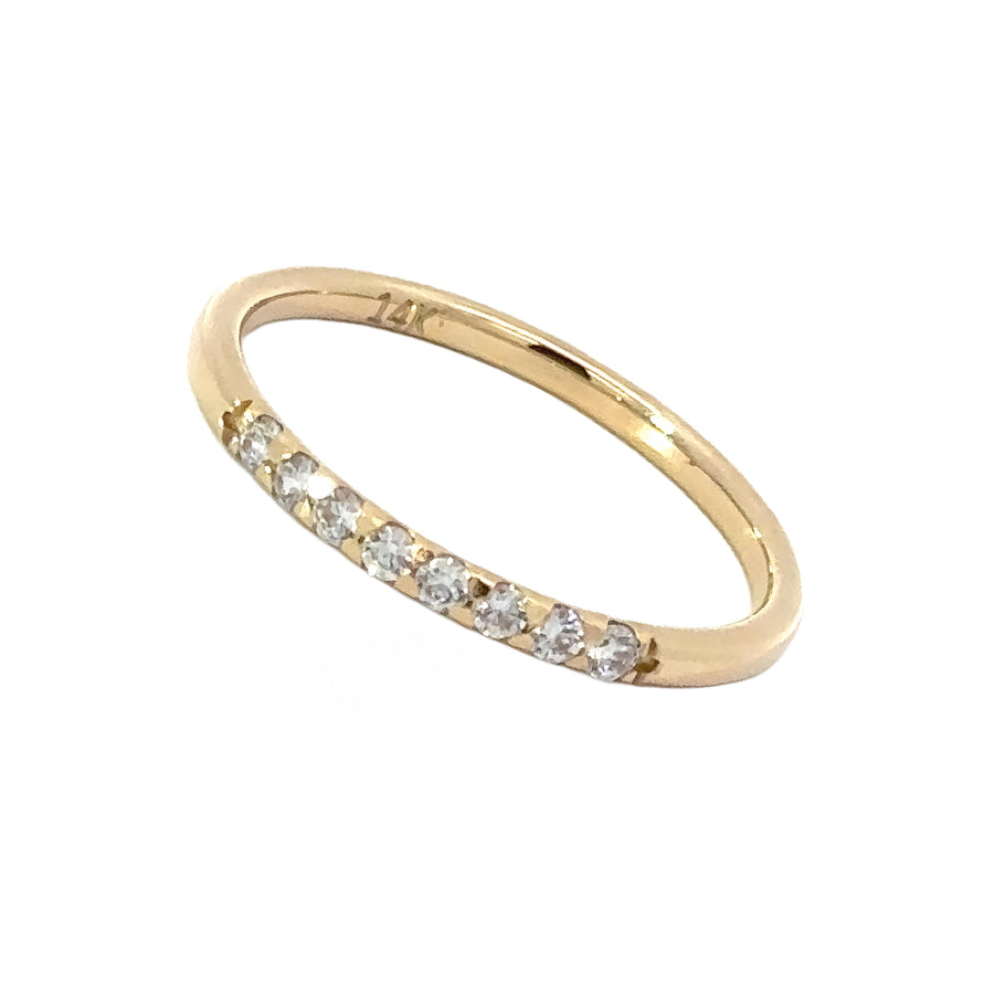 14k Gold Ring Solid with CZ for Women - Size 8