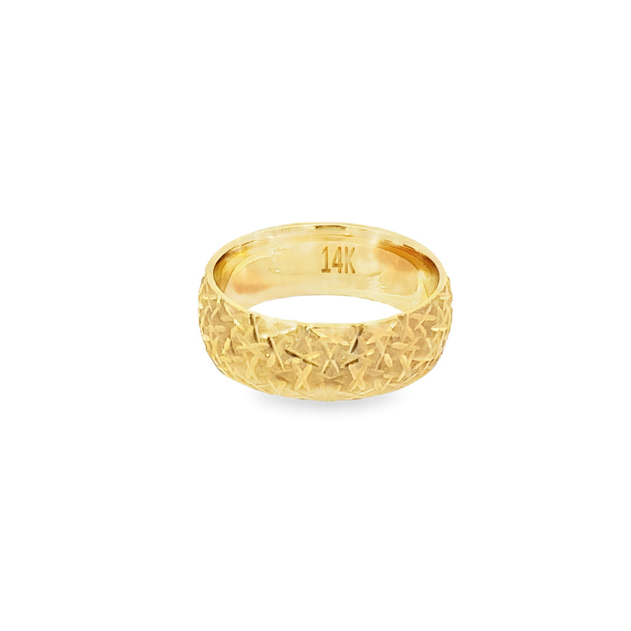 14k Yellow Gold Unisex Ring with Faceted Design - Size 8