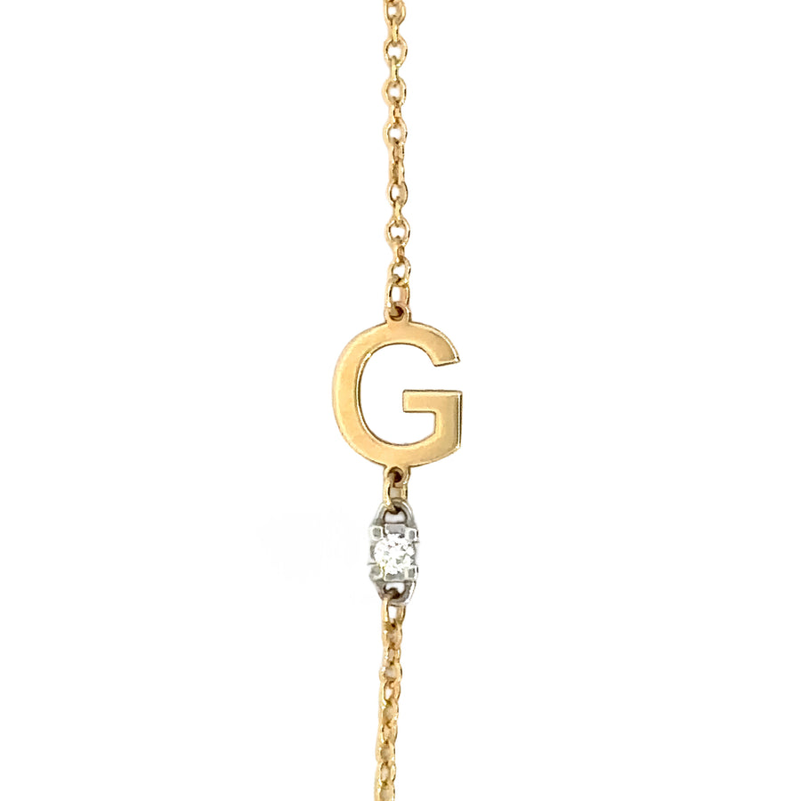 18k Gold Bracelet with Diamond 'G' Letter Charm