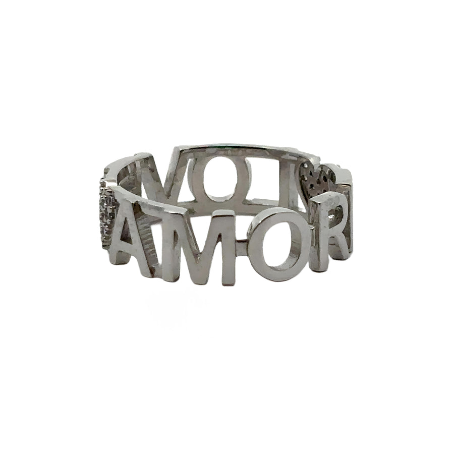 14k White Gold Amor Ring with CZ for Women