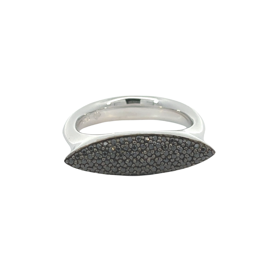 Black silver ring with sleek minimalist design