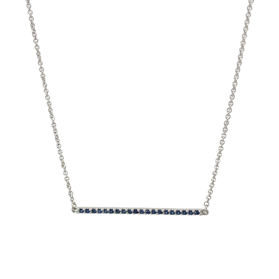 Blue pendant necklace on adjustable silver chain