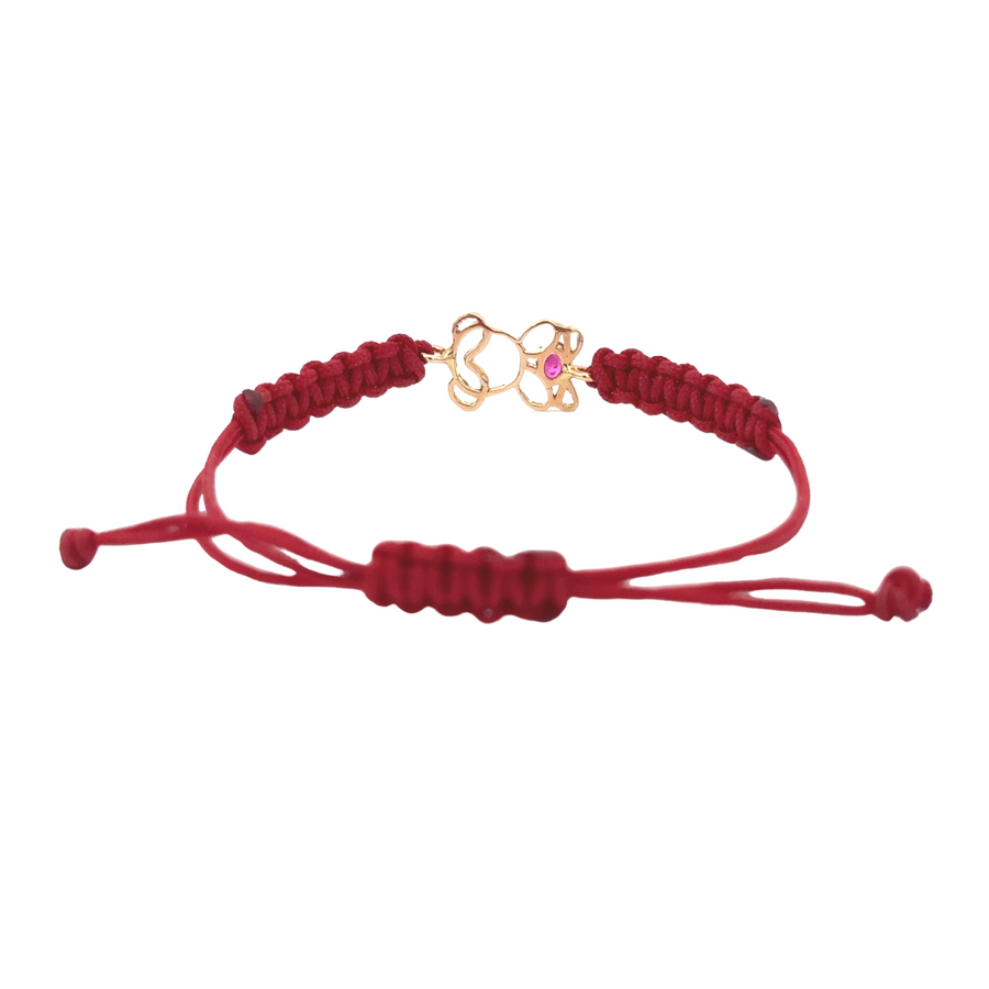 Model wearing Bracelet Red with Girl, paired with casual clothing for a trendy look.