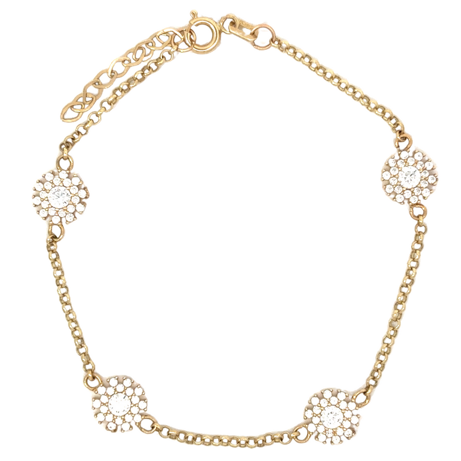 adjustable gold bracelet with flower designs