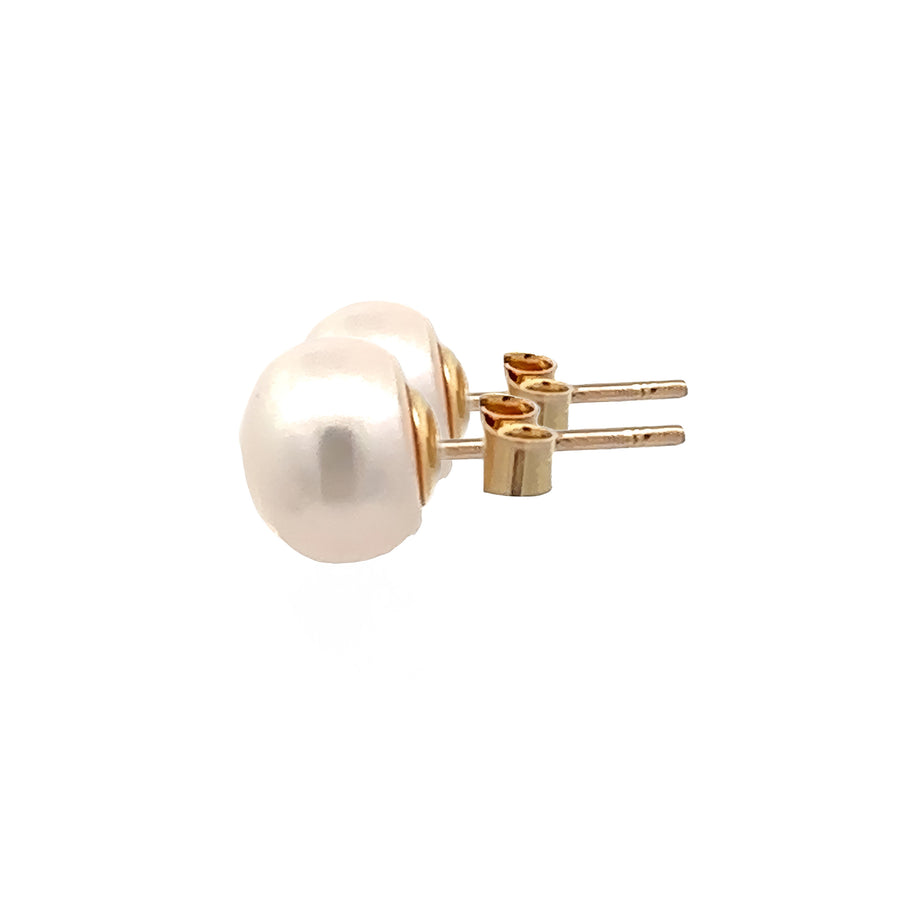 14k Gold Medium Stud Pearl Earrings