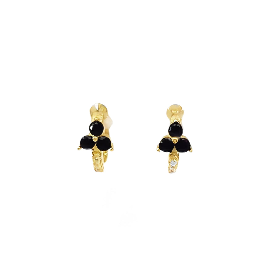 Huggies with Black CZ in 18K Gold for Baby