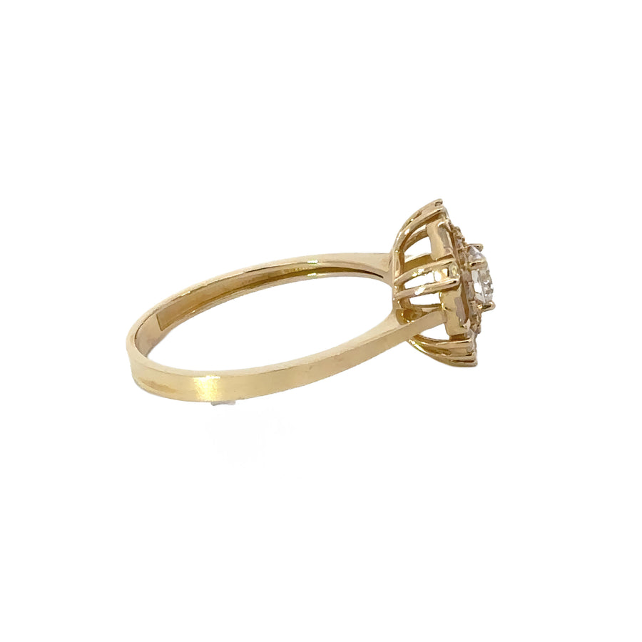 14k Gold Flower Ring with CZ Stones for Women - Size 7