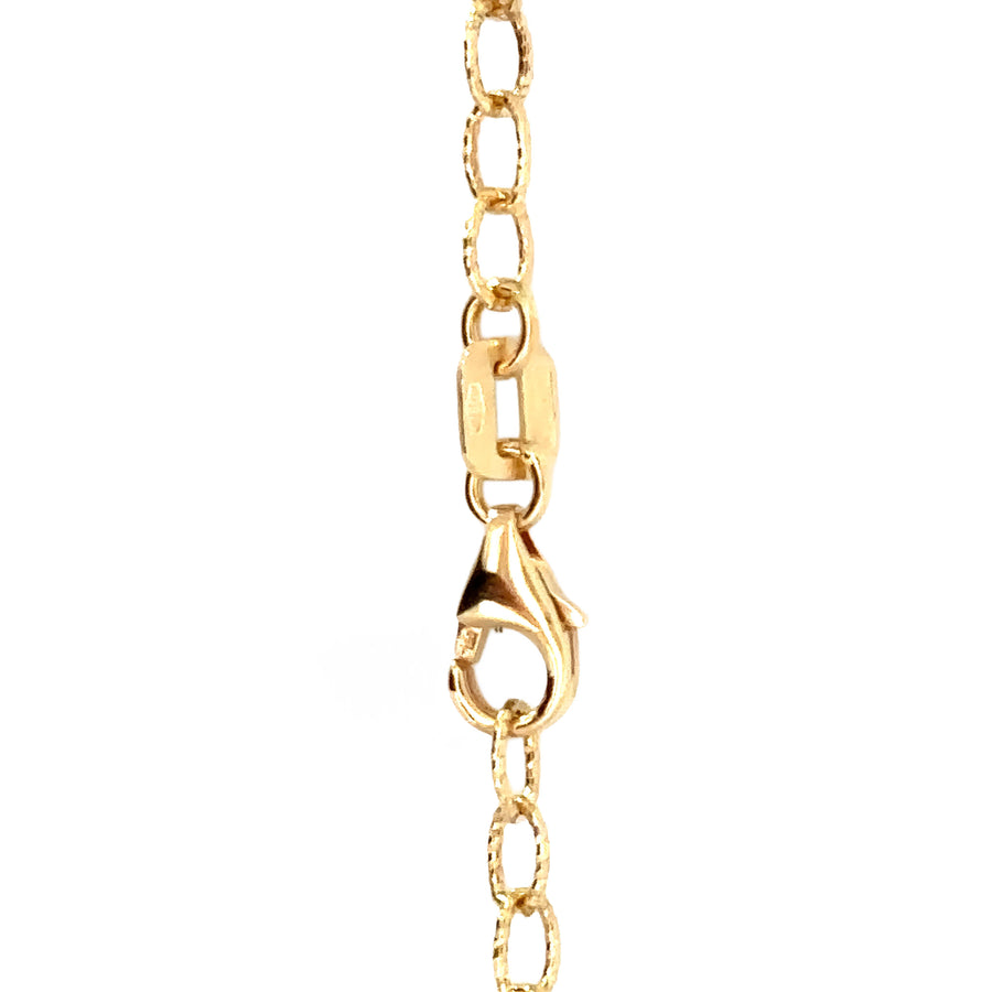 14k Gold Women's Bracelet with Center Heart - 18 cm