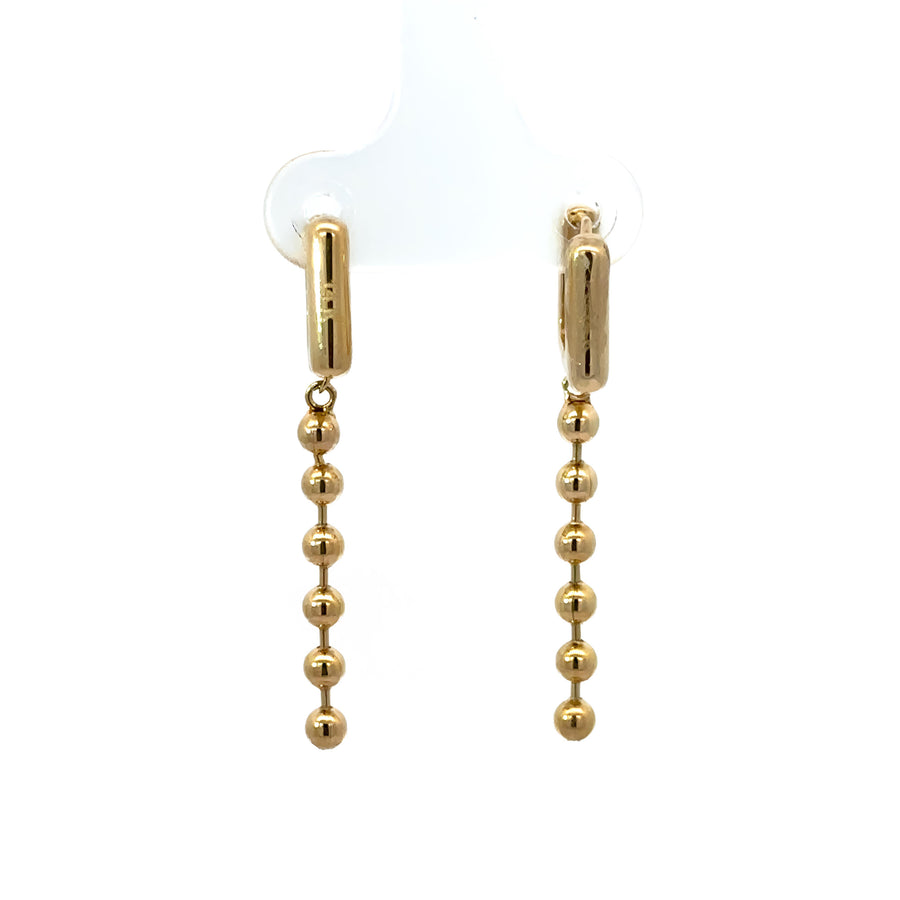 14k Gold Earrings with Cubic Zirconia and Drop Ball