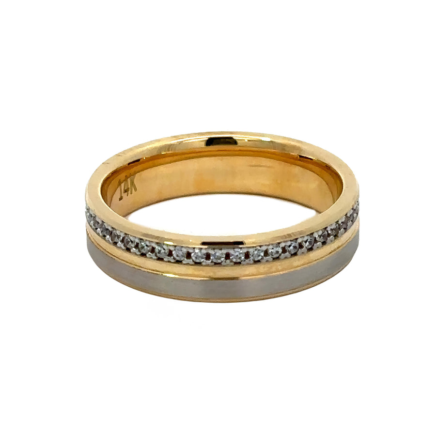 14k Gold Two-Tone Ring with CZ for Women (Size 6)