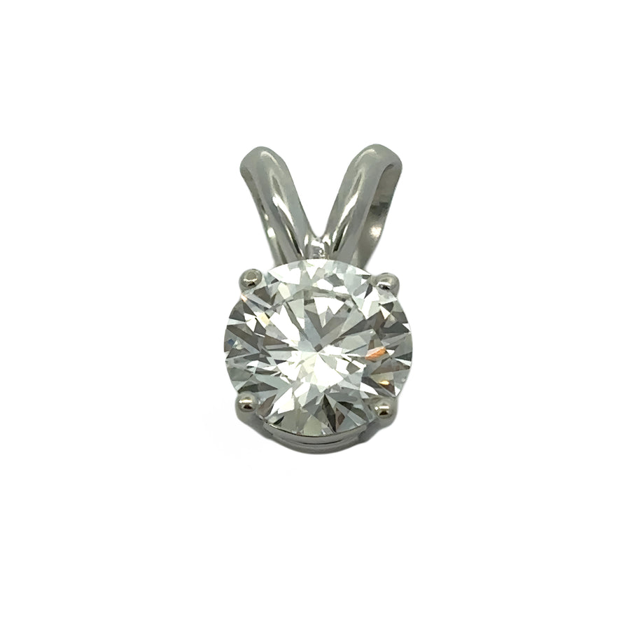 14k White Gold Pendant with 1.05 CTS Lab Diamond for Women