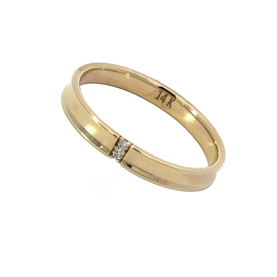 14k Gold Ring with Center Two CZ for Men - Size 10