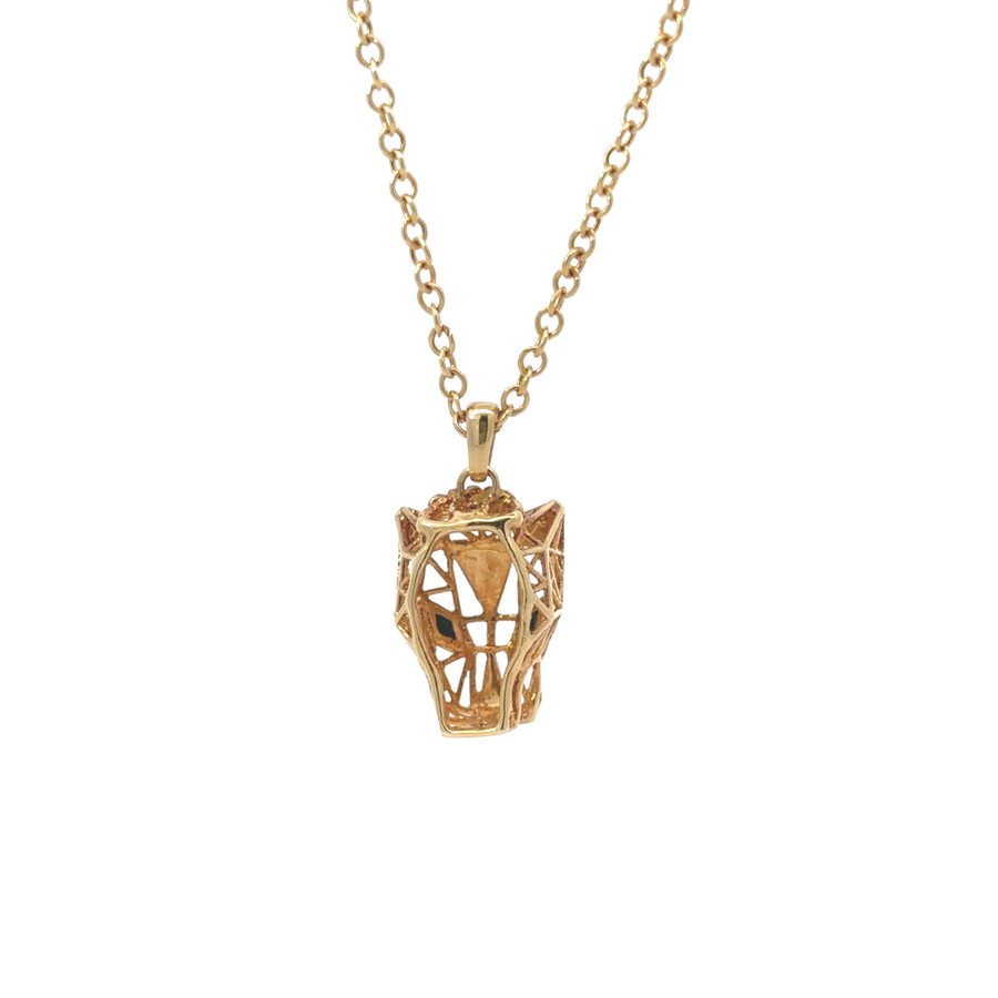 Side view of 14k gold necklace, highlighting its smooth, polished finish