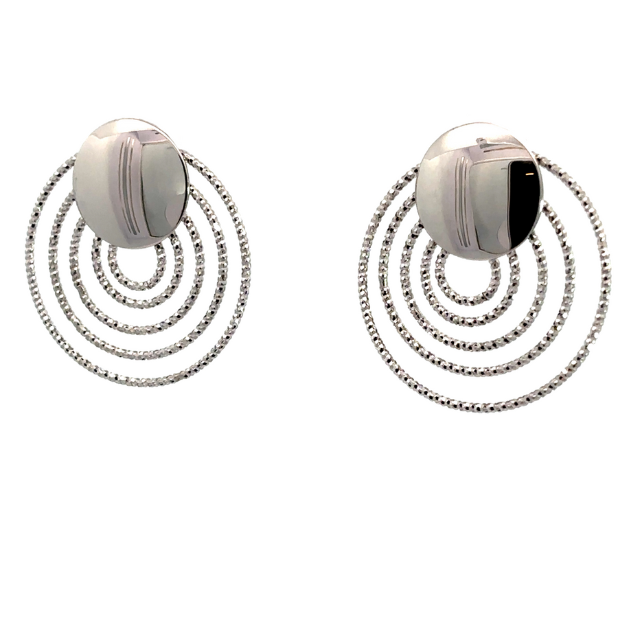 Classic 925 silver circle stud earrings on display