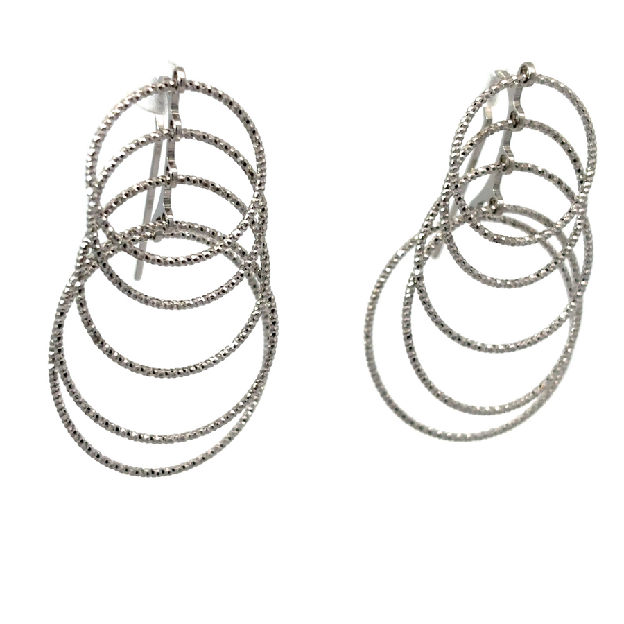 Pair of classic 925 silver earrings on white background