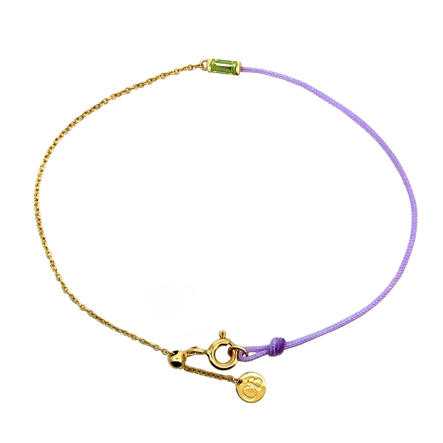 18k Gold Bracelet with Purple Hilo, 18 cm