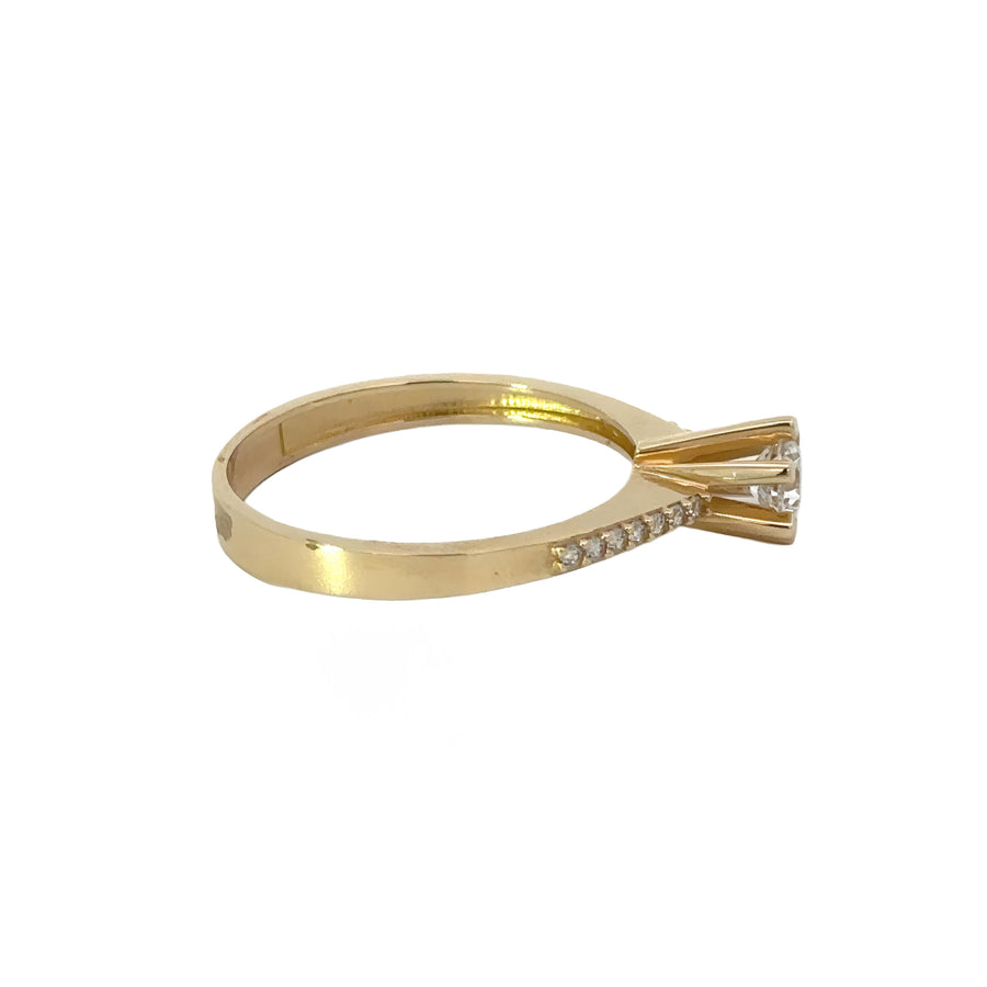 14k Gold Solitaire Ring for Women - Size 7