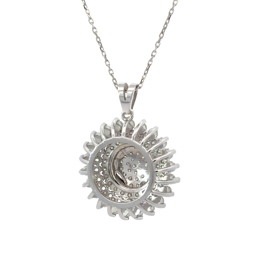 14k Gold Diamond Sun Necklace (Set 2) - 17 Inch