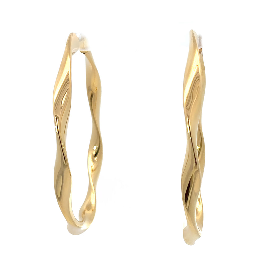 14k Gold Large Oval Solid Earrings