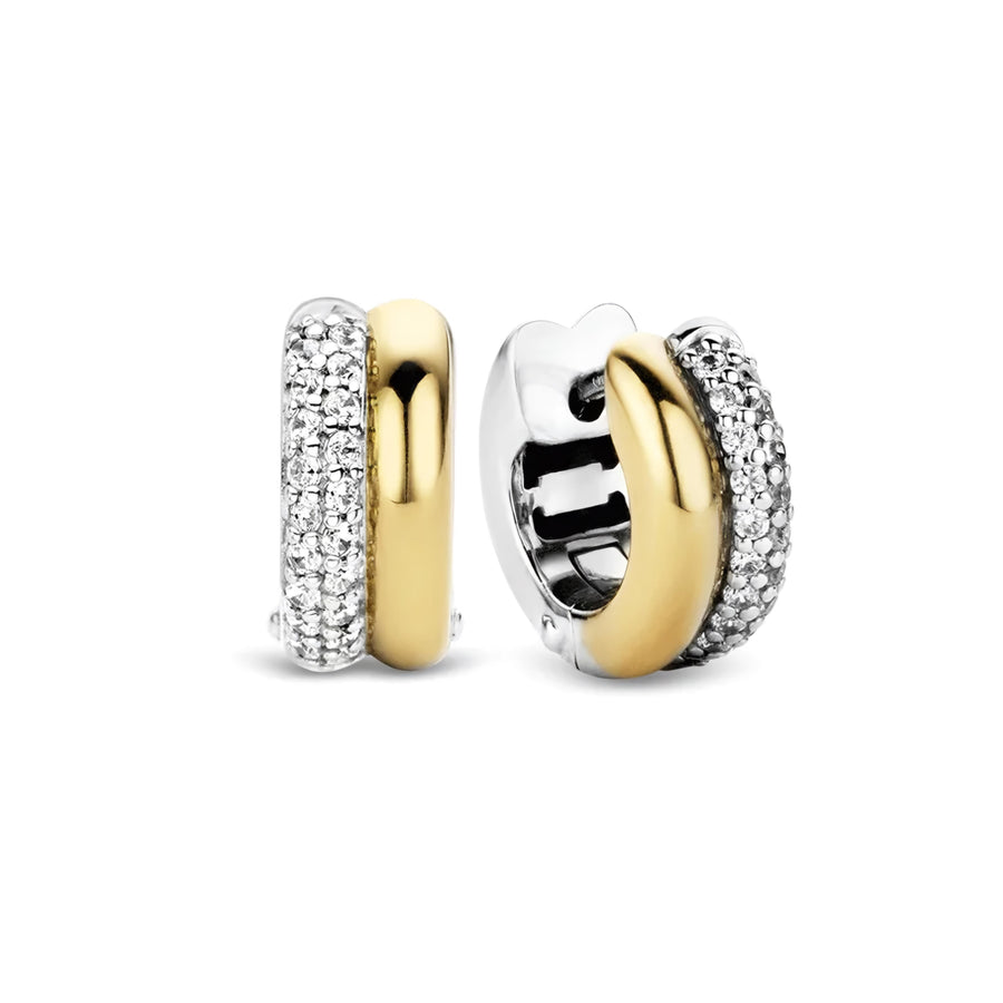 TI SENTO - Milano 7643ZY Gold-Plated Zirconia Hoop Earrings