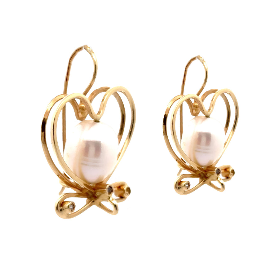 14k Gold Pearl Earrings for Women