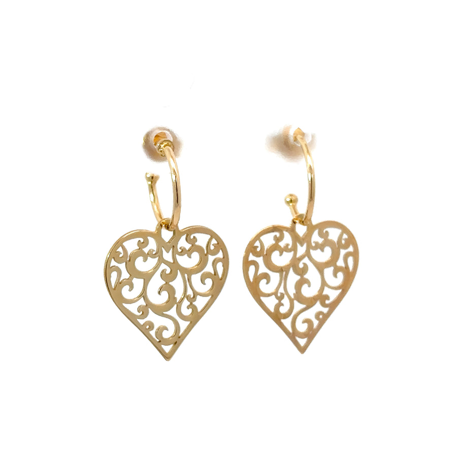 14k Gold XS Heart Hoop Earrings