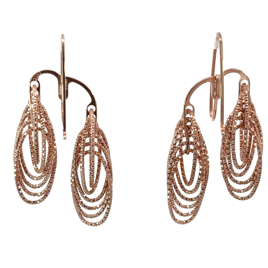 Pair of diamond-cut circle earrings on white background
