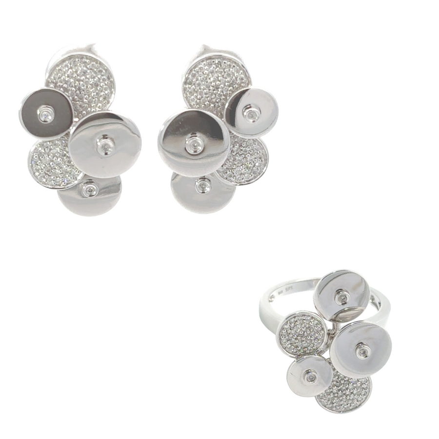 14k gold diamond ring and earrings set for women