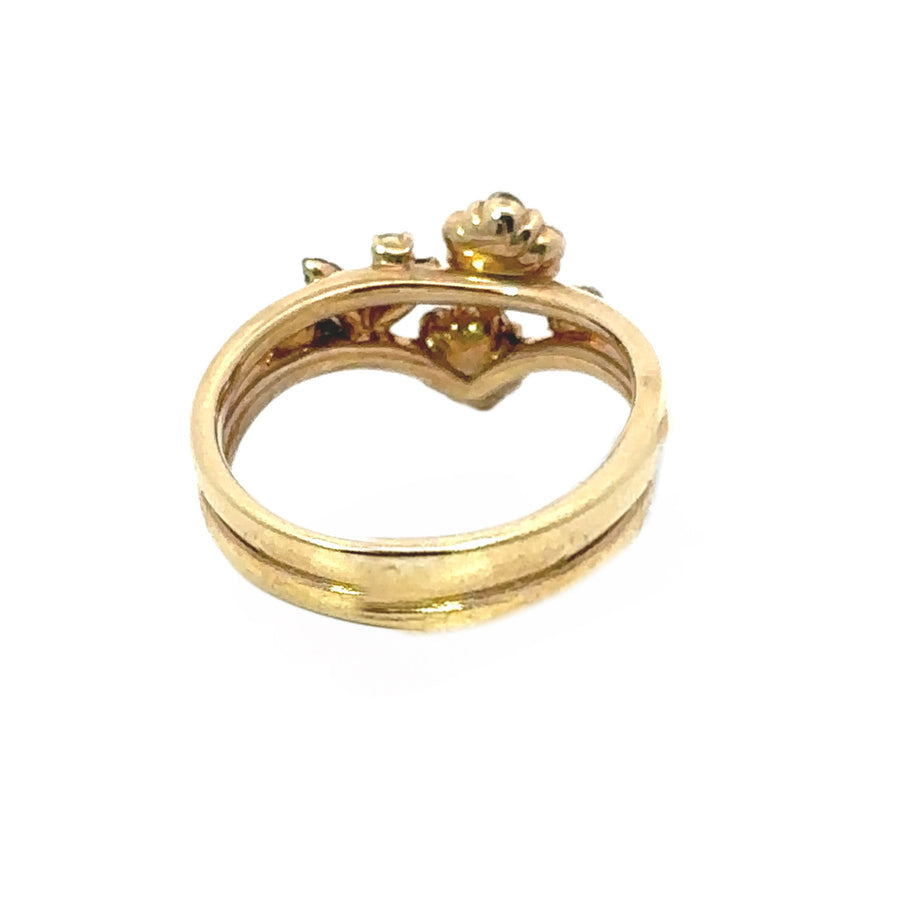 14k Gold Ring with Center Flowers CZ for Women