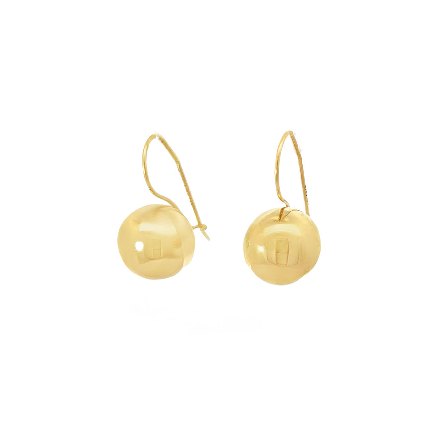 Hoop Ball Solid Earrings in 14K Gold for Women