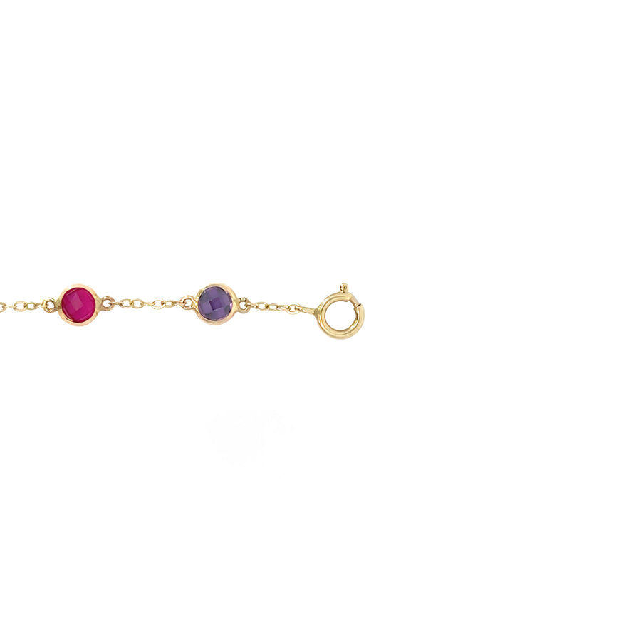 14k Gold Necklace with Multi-Colored Stones - 18 Inches