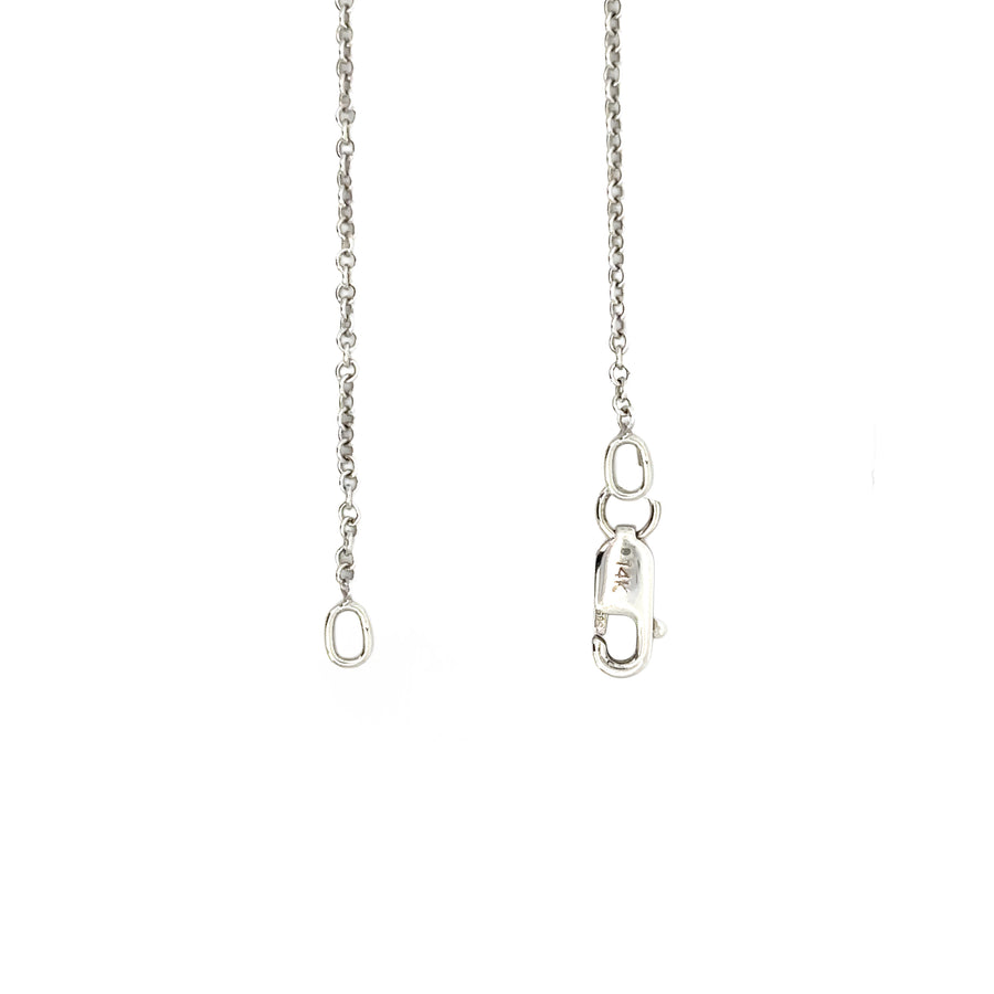 14k White Gold Necklace with Heart-Shaped Diamonds