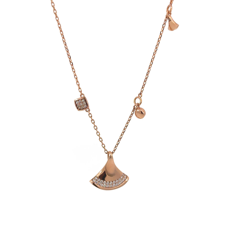 14k Rose Gold Triangle Necklace with CZ for Women