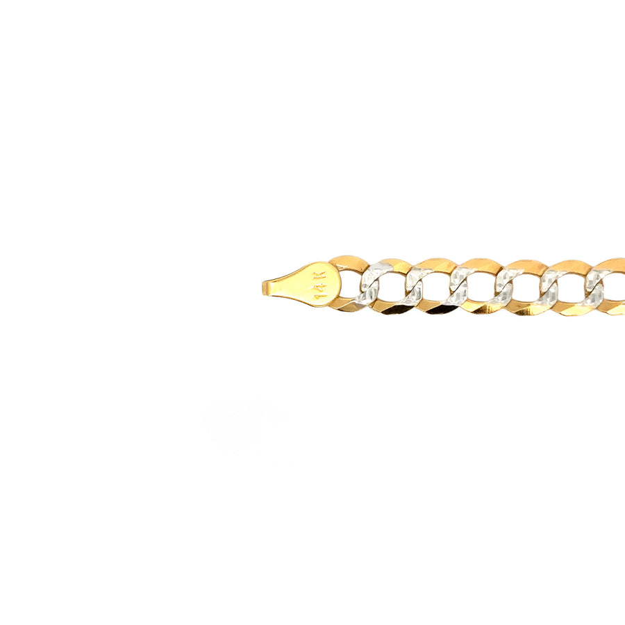 14k Gold Men's Faceted Cuban Link Bracelet - 20.5 cm