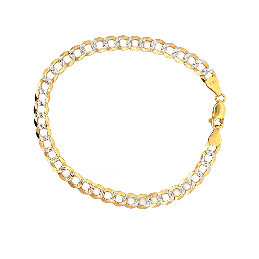 14k Gold Men's Faceted Cuban Link Bracelet - 20.5 cm