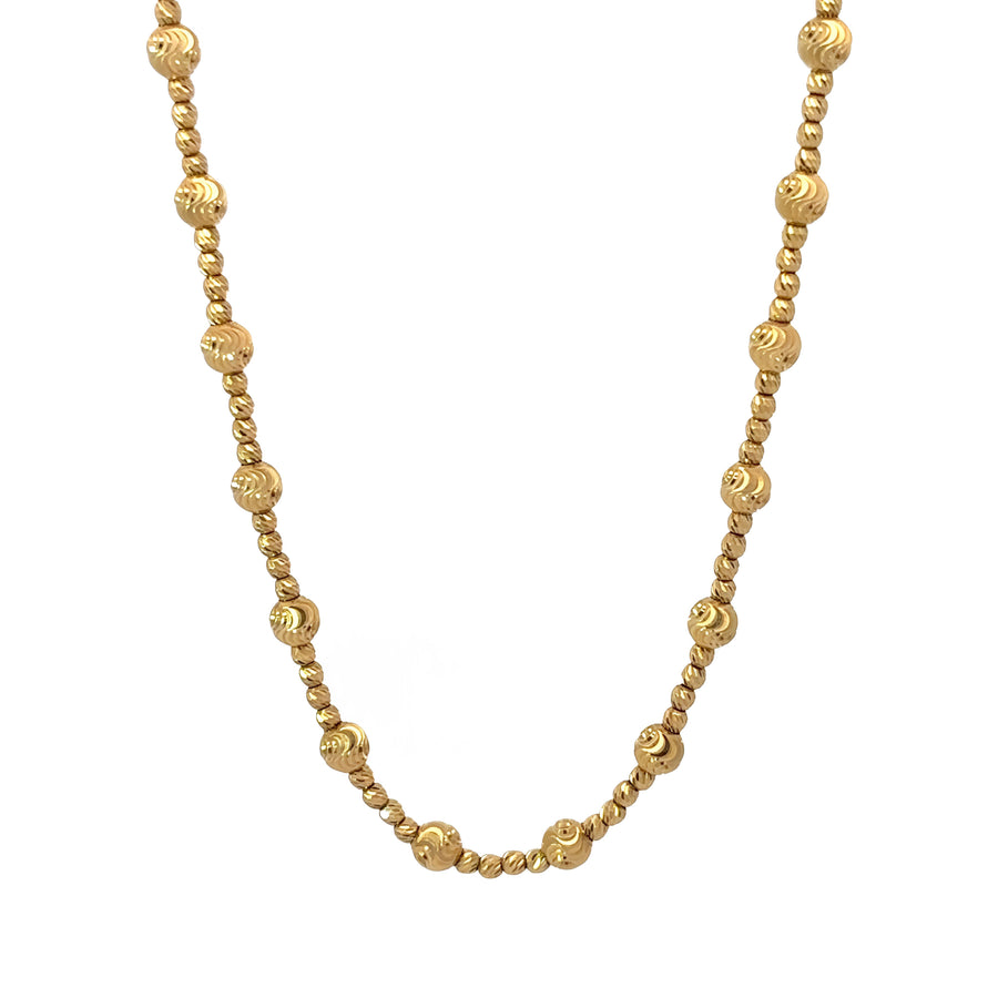 14k Gold Faceted Ball Chain Necklace, 30 Inches