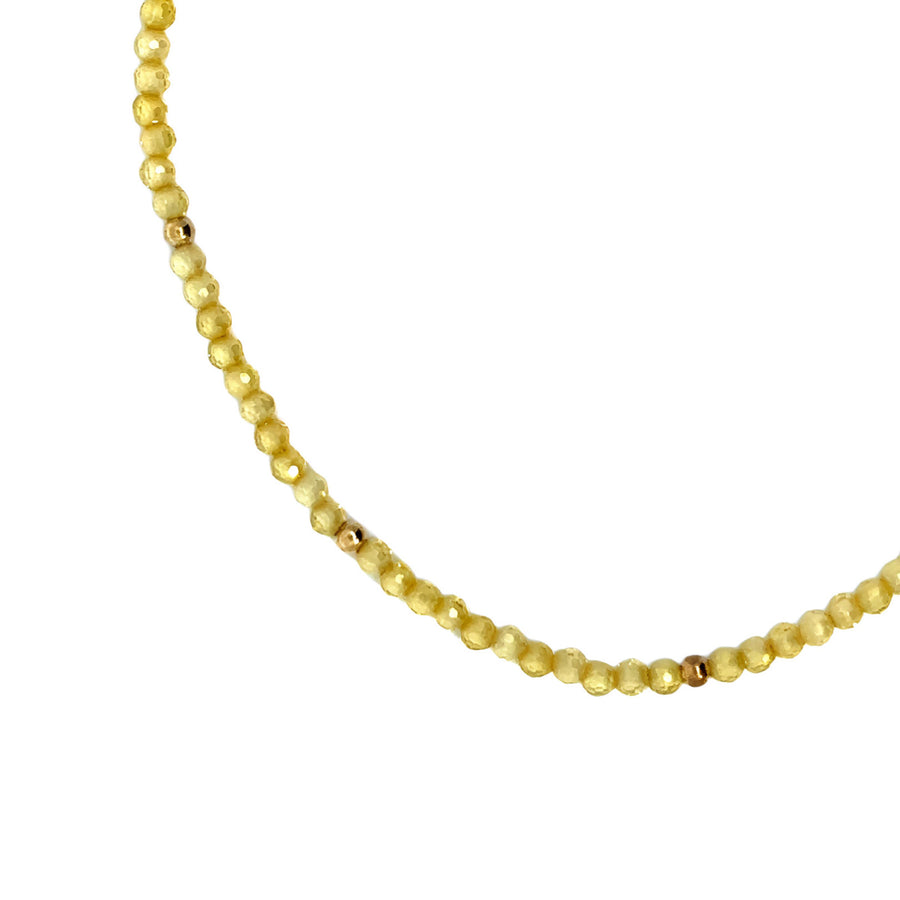 14k Gold Adjustable Bracelet with Yellow Stone, 17-19 cm