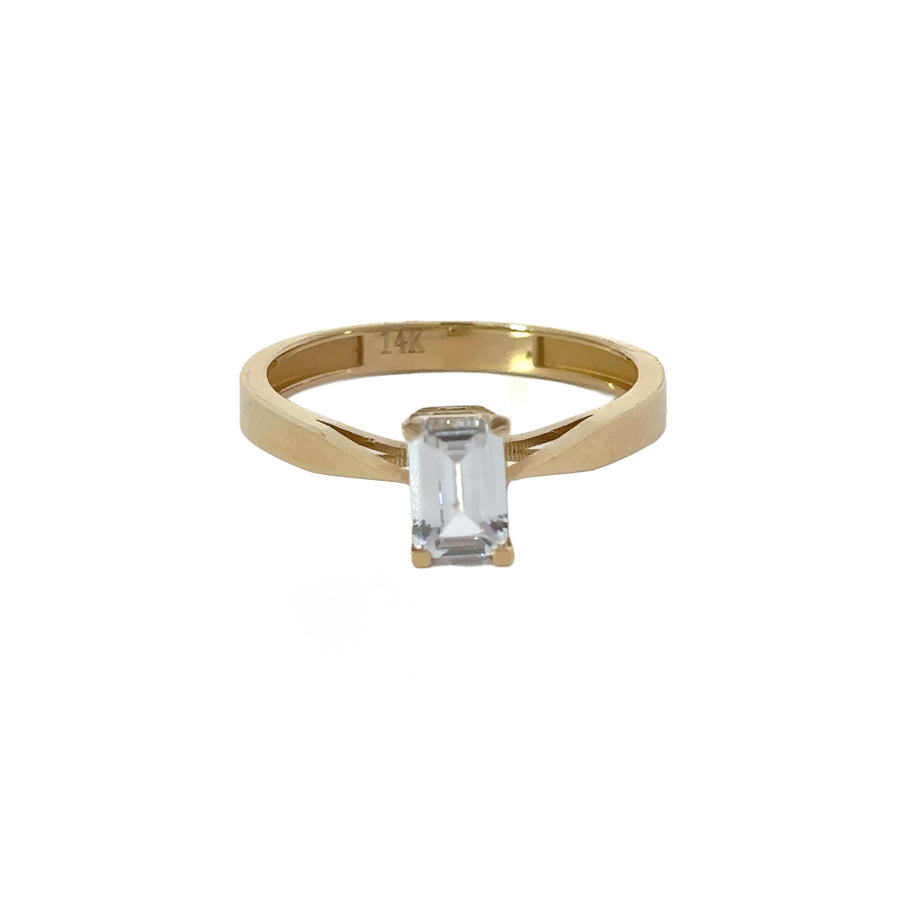 14k Gold Solitaire Ring for Women, Size 6