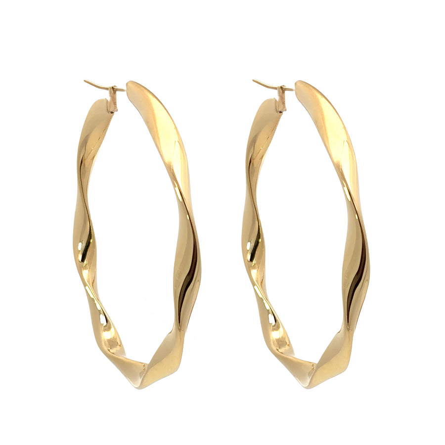 14k Gold Large Oval Solid Earrings