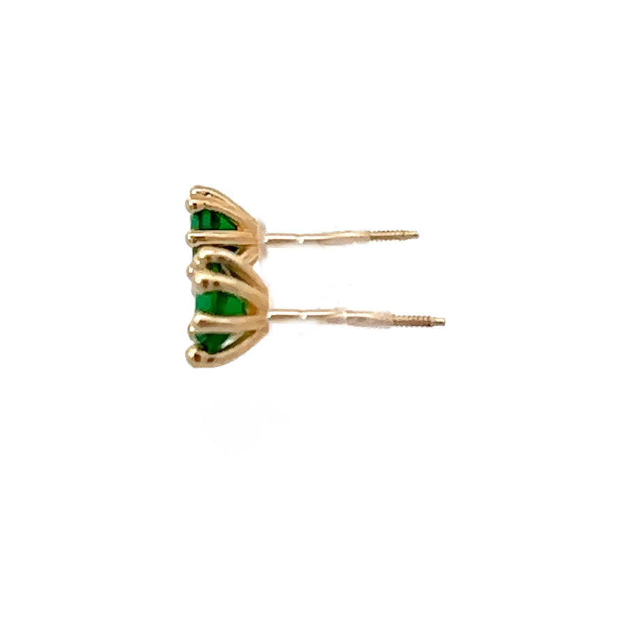 14k Gold Baby Earrings with Green CZ