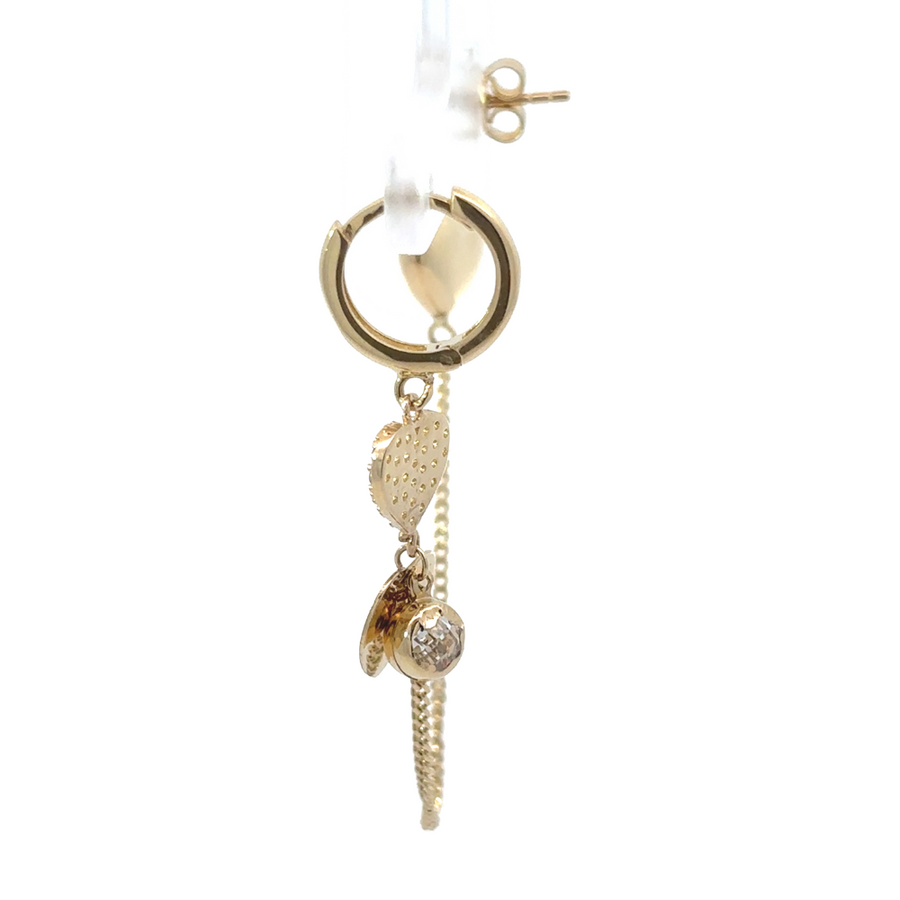 Flat-lay image of Earrings DLB with Heart, highlighting the premium 14k gold finish