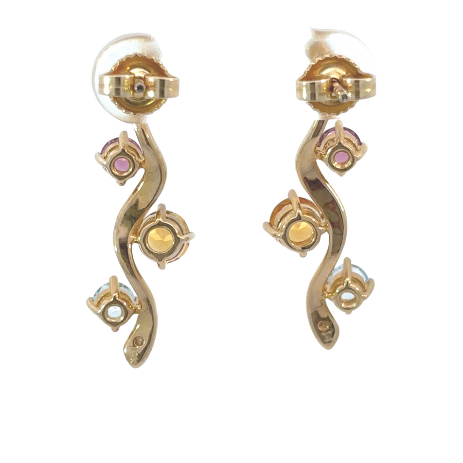 Classic women's earrings with colorful gem accents