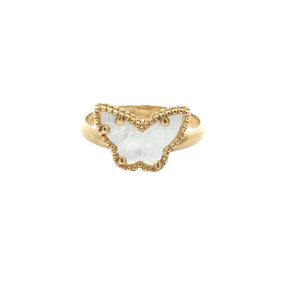 Macro shot of 14k gold ring detailing and craftsmanship