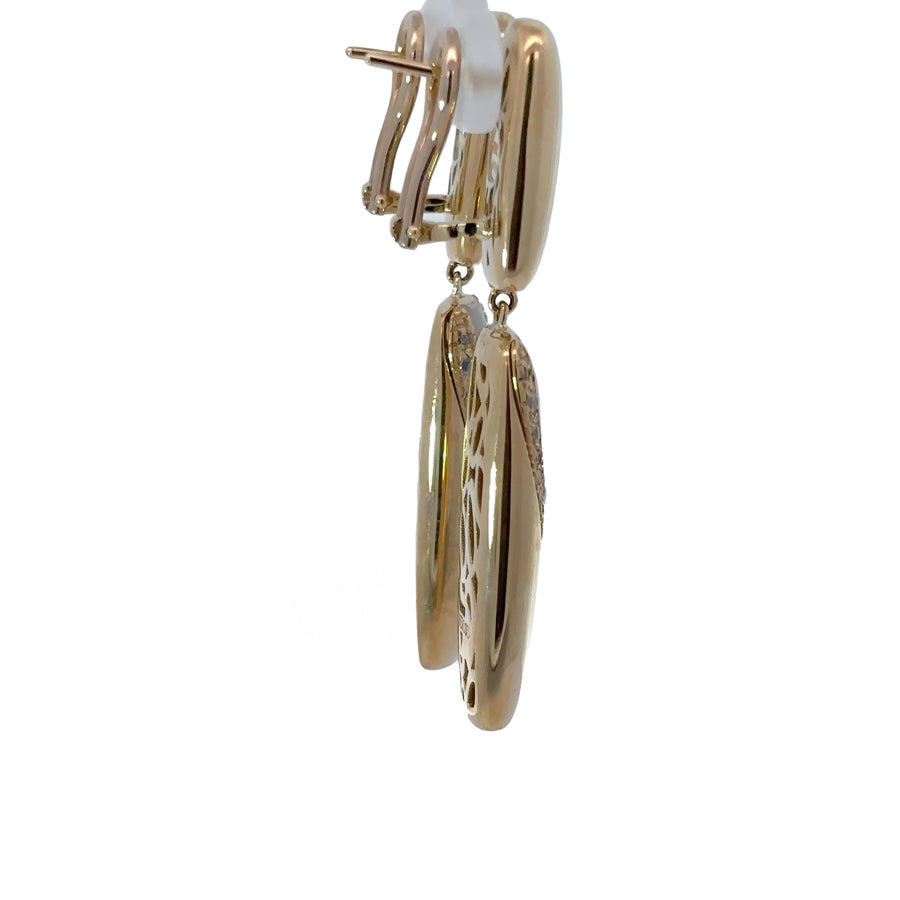 14k Gold Earrings with Large Stone & Enamel Accents