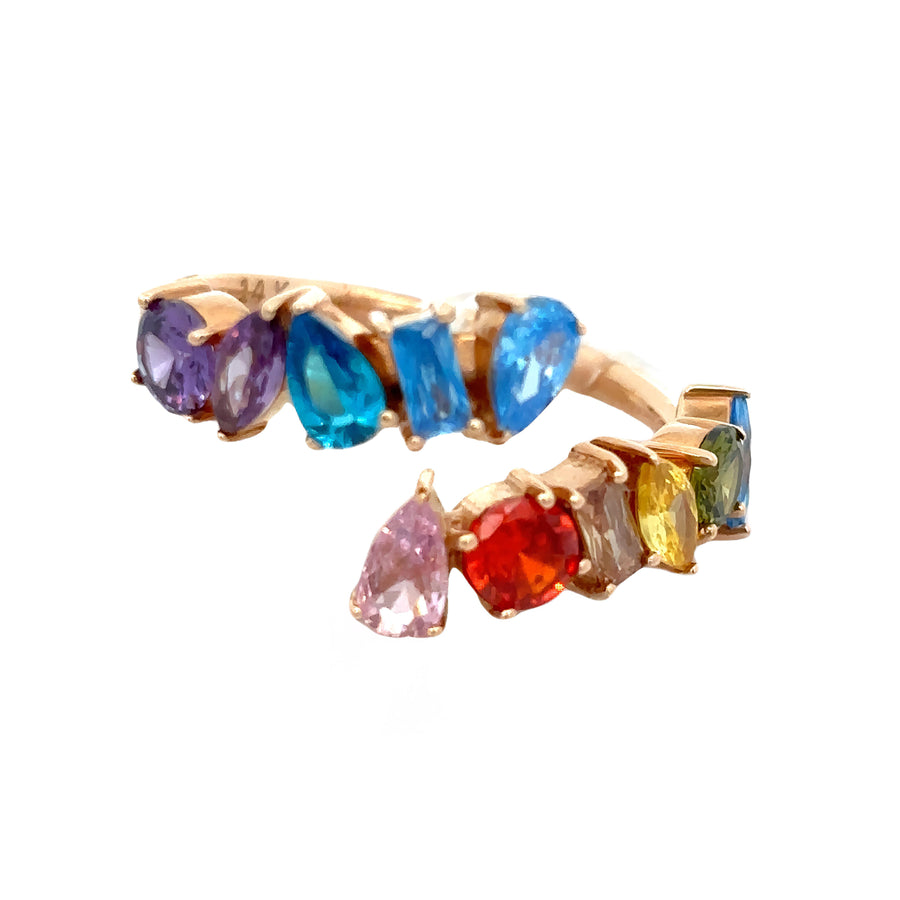 14K Gold Multi-Colored CZ Ring for Women