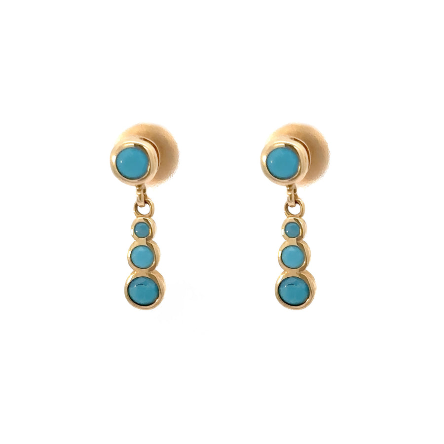 14k Gold Earrings with Blue Stone for Women